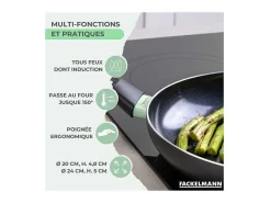Set de 2 sartenes de inducción Fackelmann Brandao de aluminio reciclado con revestimiento cerámico antiadherente Ø20 y 24 cm sin PFAS
