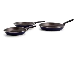 Set de 3 sartenes Nuit Quid aluminio estampado antiadherentes azul Ø20/Ø24/Ø28 cm