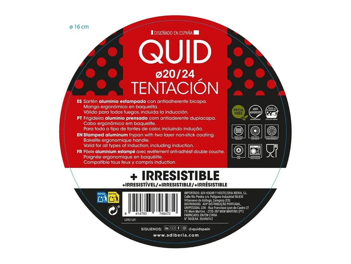 Set de 2 sartenes Tentación Quid aluminio prensado negro Ø20/Ø24 cm