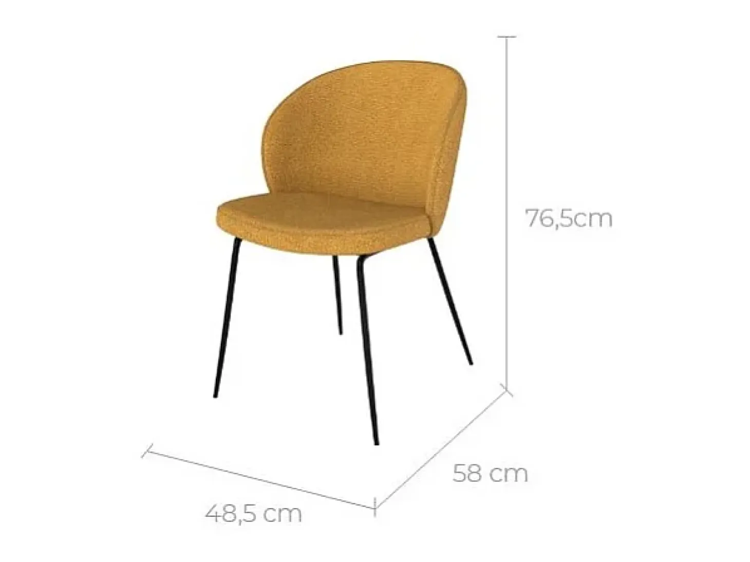 Set de 2 sillas amarillas en tejido bouclé con patas de metal - Groom