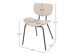 Set de 2 sillas beige en tejido bouclé con patas de metal - Verner