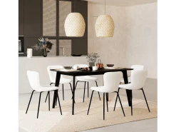 Set de 2 sillas blancas efecto lana con patas de metal - Koko