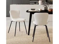 Set de 2 sillas blancas efecto lana con patas de metal - Koko