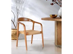 Set de 2 sillas con brazos fabricadas en madera de caucho