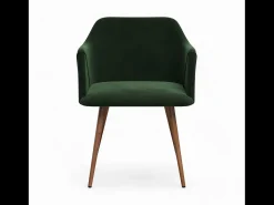 Set de 2 sillas con reposabrazos de terciopelo verde oscuro - Daisy
