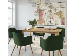 Set de 2 sillas con reposabrazos de terciopelo verde oscuro - Daisy