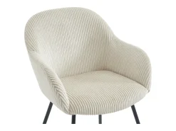 Set de 6 sillas con reposabrazos de pana y metal negro - Beige - MARENZIA