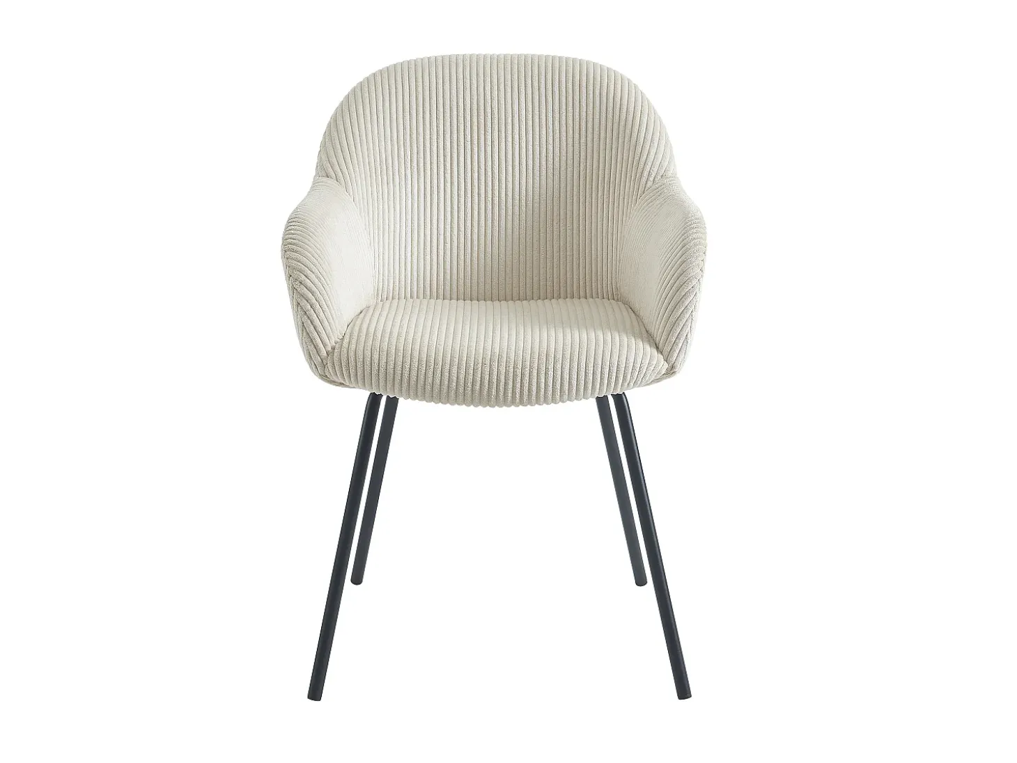 Set de 6 sillas con reposabrazos de pana y metal negro - Beige - MARENZIA