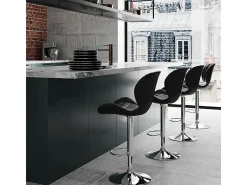 Set de 2 sillas de bar ajustables 53/74 cm en piel sintética negra - Mazzia