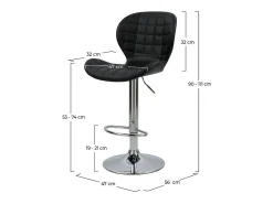 Set de 2 sillas de bar ajustables 53/74 cm en piel sintética negra - Mazzia