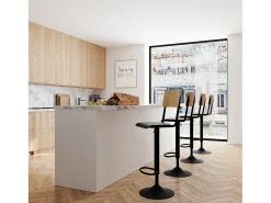 Set de 2 sillas de bar ajustables 60/80 cm en madera clara y negro - Clem