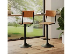 Set de 2 sillas de bar ajustables 60/80 cm en madera oscura - Clem