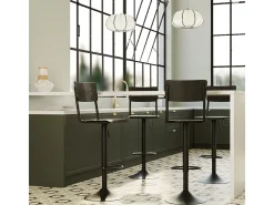 Set de 2 sillas de bar ajustables 60/80 cm en madera negra - Clem