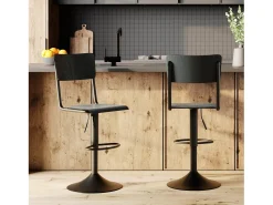 Set de 2 sillas de bar ajustables 60/80 cm en madera negra - Clem