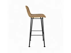 Set de 2 sillas de bar de resina tejida marrón 76 cm - Jigani