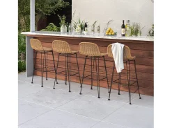Set de 2 sillas de bar de resina tejida marrón 76 cm - Jigani