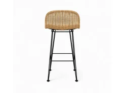 Set de 2 sillas de bar de resina tejida marrón 76 cm - Jigani