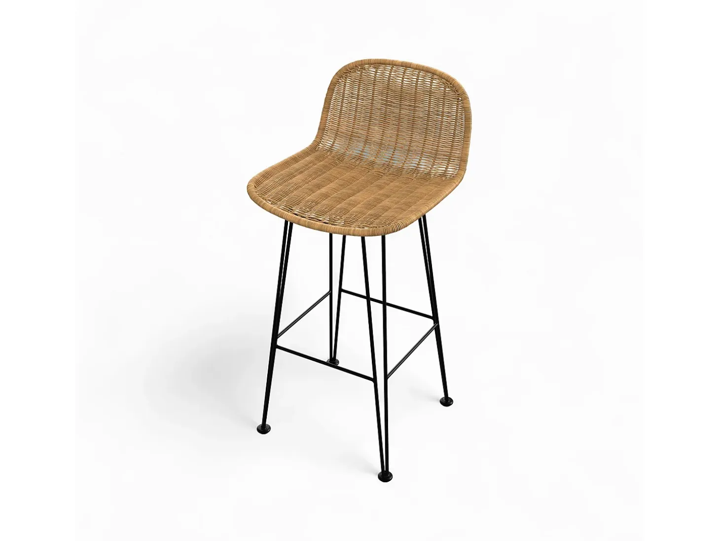 Set de 2 sillas de bar de resina tejida marrón 76 cm - Jigani