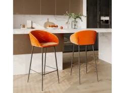 Set de 2 sillas de bar de terciopelo naranja 75 cm - Marquise