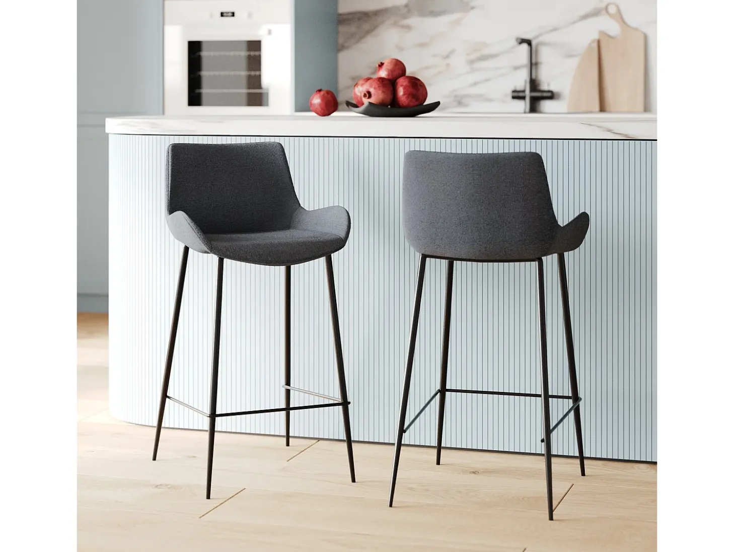 Set de 2 sillas de bar de tela gris 65cm - Pirata