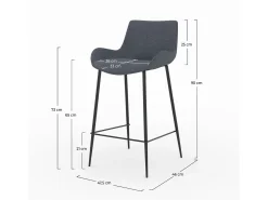 Set de 2 sillas de bar de tela gris 65cm - Pirata