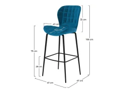 Set de 2 sillas de bar de terciopelo azul 75 cm - Mazzia