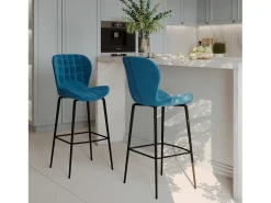 Set de 2 sillas de bar de terciopelo azul 75 cm - Mazzia