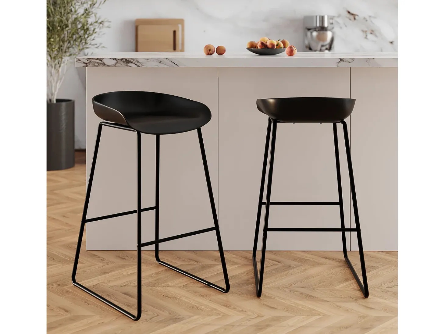 Set de 2 sillas de bar de plástico negro 76 cm - Yoshi