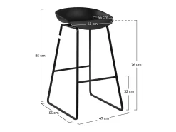 Set de 2 sillas de bar de plástico negro 76 cm - Yoshi