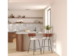 Set de 2 sillas de bar de tela beige 64cm - Alize