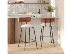 Set de 2 sillas de bar de tela beige 64cm - Alize