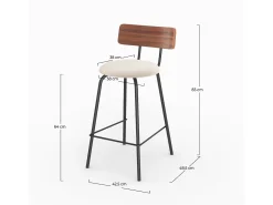 Set de 2 sillas de bar de tela beige 64cm - Alize