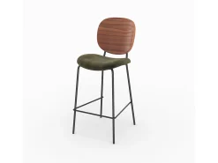 Set de 2 sillas de bar de terciopelo verde kaki 65,5cm - Simone