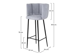 Set de 2 sillas de bar de terciopelo gris claro 75 cm - Rosy