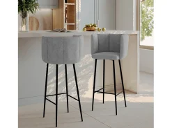 Set de 2 sillas de bar de terciopelo gris claro 75 cm - Rosy