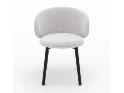 Set de 2 sillas de bar en tela jaspeada gris claro con patas negras - Cécilia