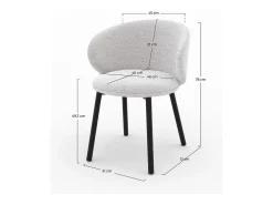 Set de 2 sillas de bar en tela jaspeada gris claro con patas negras - Cécilia