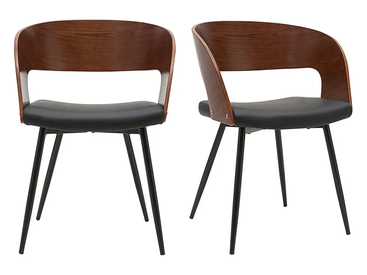 Set de 2 sillas de diseño de nogal oscuro con asiento y metal negro RIFF