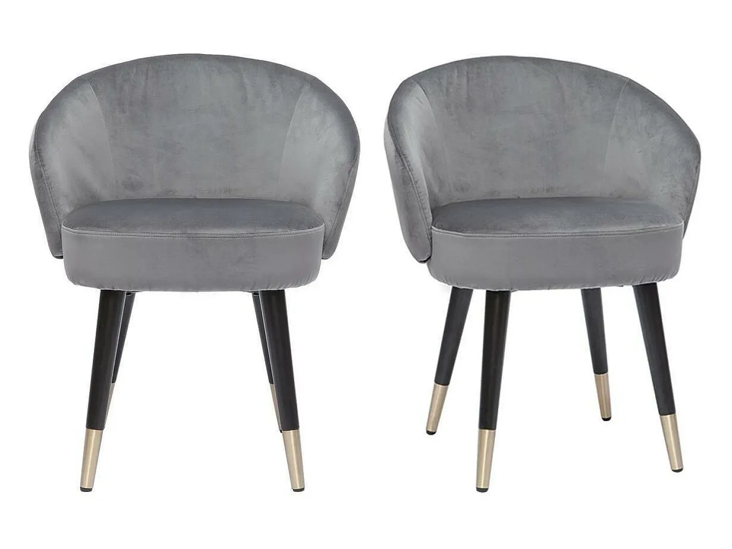 Set de 2 sillas de diseño de terciopelo gris y patas de metal negro BRIZO
