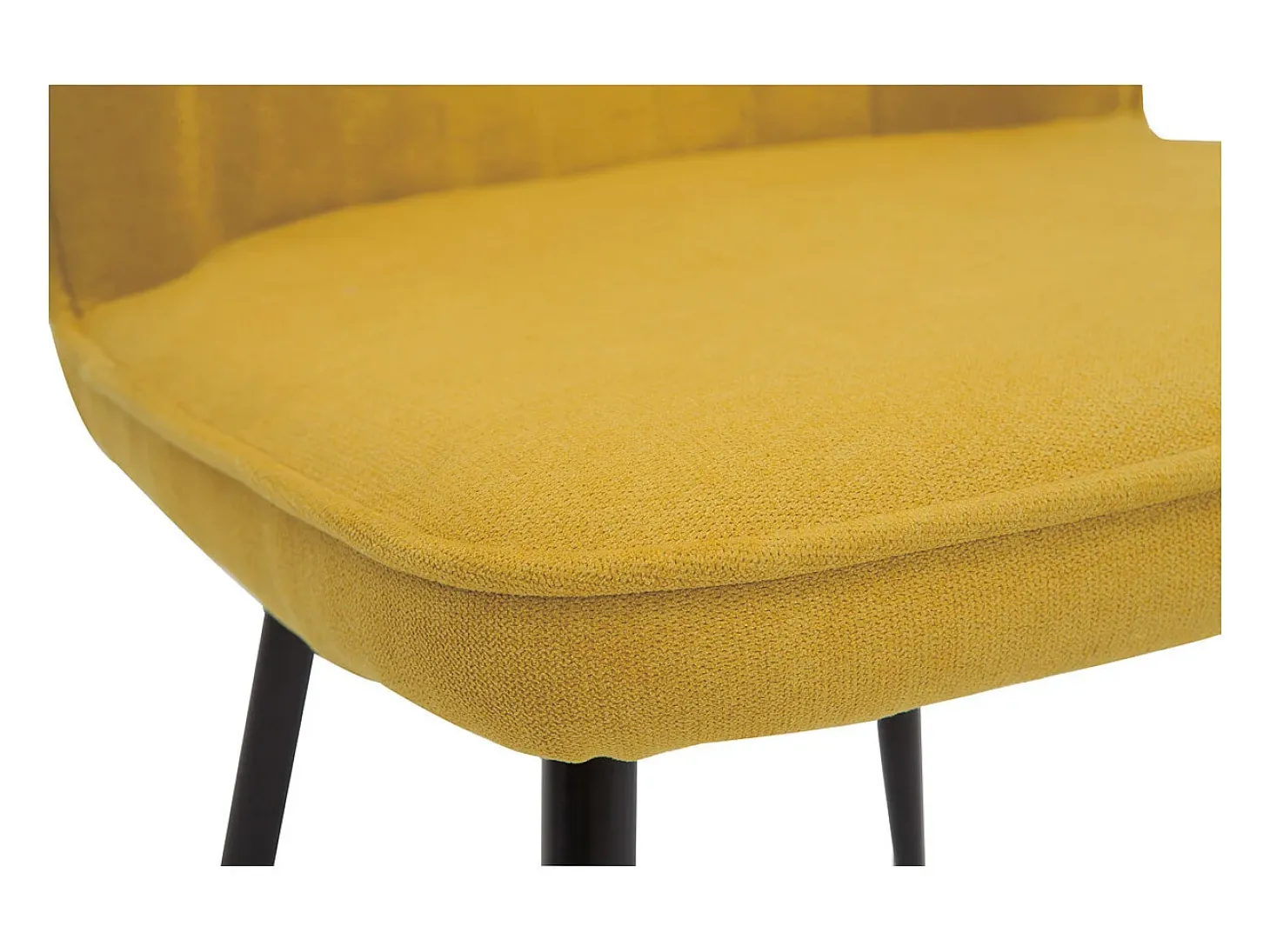 Set de 2 sillas de diseño de tejido efecto aterciopelado amarillo mostaza con patas de metal negro FANETTE