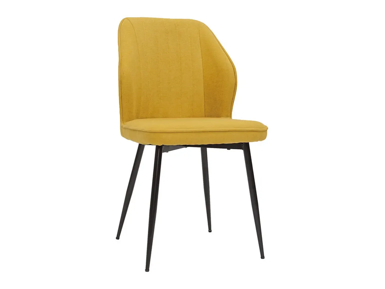 Set de 2 sillas de diseño de tejido efecto aterciopelado amarillo mostaza con patas de metal negro FANETTE