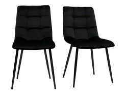 Set de 2 sillas de diseño de terciopelo negro y metal negro MAXWELL