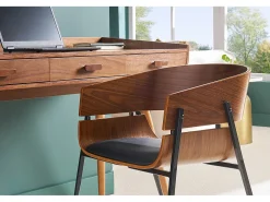 Set de 2 sillas de diseño de madera oscura y metal negro WESS