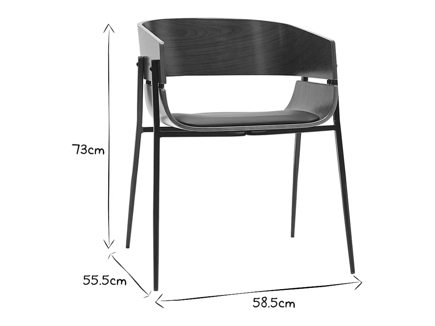 Set de 2 sillas de diseño de madera oscura y metal negro WESS