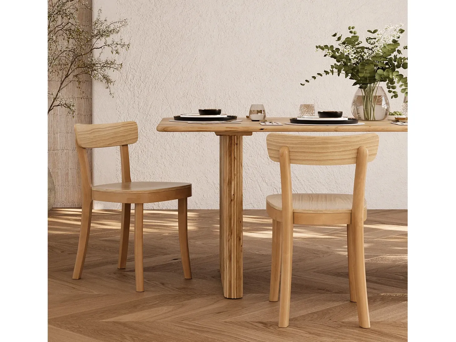 Set de 2 sillas de madera clara - Keno