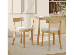 Set de 2 sillas de madera y tela beige - Keno