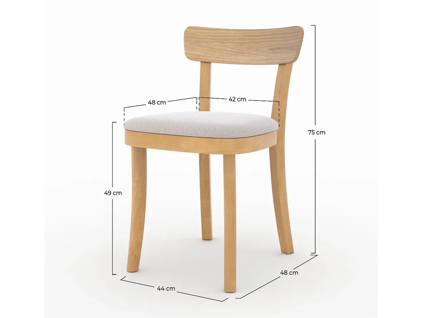 Set de 2 sillas de madera y tela beige - Keno