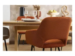 Set de 2 sillas de pana terracota y metal negro LAURETTE