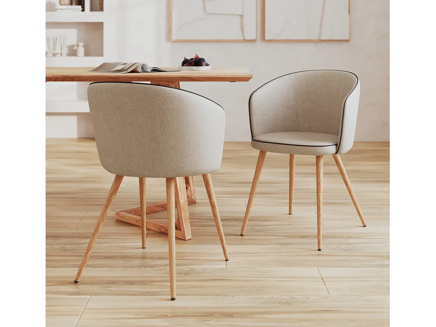 Set de 2 sillas de tela beige - Chiara