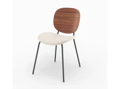 Set de 2 sillas de tela beige jaspeado y madera - Simone